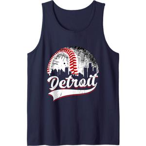 Vintage Detroit Baseball Lover Men Women Game Day Tank Top, Size S
