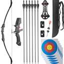 Compound Bow and Arrow Set, Left/Right Hand Bow Kit, Beginner Archery Gift with 6 Arrows, 5 Target Face, Perfect for Outdoor Backyard Activities