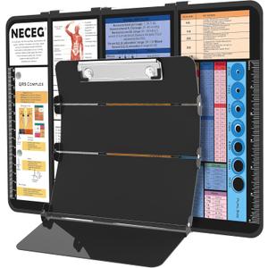 Nursing Clipboard Foldable-4 Layers Aluminum Nurse Foldable Clipboard Nursing Medical Edition Cheat Sheets, Pocket Size Pen Clip for Nurses Students School and Doctors-Black