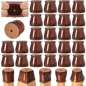 24 Pcs Chair Leg Floor Protectors for Hardwood Floors Silicone Covers to Protect Wood Tile Floors Felt Bottom Furniture Leg Caps Non Slip Reduce Noise (Fit:1.3"-2")