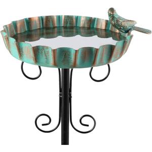 Metal Outdoor Bird Bath,11.6 Inch Standing Birdbath & Birdfeeder for Outside with 4 Prongs Base Stake,Garden Bird Baths for Yard Lawn Decor