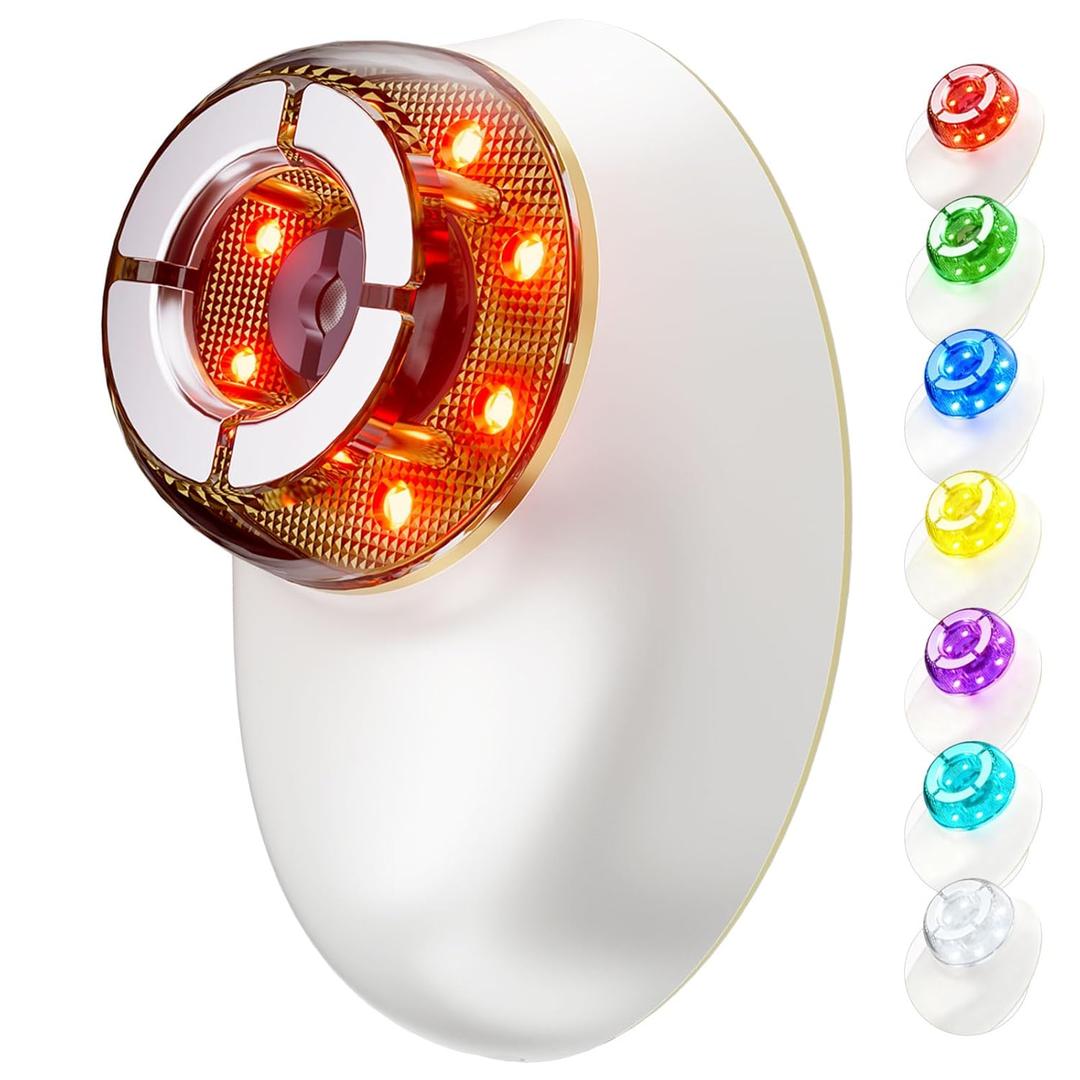 Electric Facial Cupping Therapy Sets, 3 in 1 Gua Sha Face Cupping Massage, Lymphatic Drainage Massager for Face, 7 Color Firming, Smoothing Facial Tools (White)