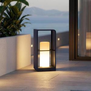 Outdoor Solar Lanterns Waterproof with IP65, LED Smart Outdoor Floor Lamp, Dimmable Floor Lamps with Remote Brightness & Timer Control, Solar Powered Outside Lantern Dusk to Dawn for Patio