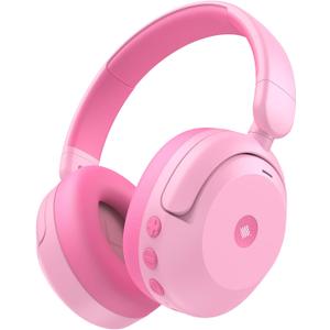 iClever BTH20 Active Noise Cancelling Headphones for Kids, 60H Play Time,Type C Fast Charging, Safe Volume 80dBA, Bluetooth5.4, Award-Winning Kids Headphones Wireless for iPad Tablet Airplane, Pink