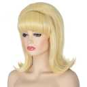 morvally Blonde Beehive Wig with Retro Bangs for Women 60s 70s Pinup Bouffant Wigs for Vintage Costume Cosplay Halloween Party