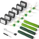 Replacement Parts & Accessories for i-Robot E, I & J Series, Combo i5, j5 Series Robot Vacuum, 2 Dual Multi-Surface Rubber Brushes & 6 HEPA Filter & 6 Edge-Sweeping Brushes (18 Pack)