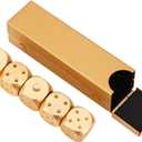 Aluminum Alloy Dice Set - Table Game Dice, Poker Games Dices Set with Case - 5Pcs (Gold, Silver) - Hexahedron - Adult, Teen