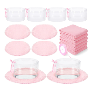 18 Pcs Foot Spa Kit for Spa Sleepover Party Supplies with 6 Foldable Foot Soaking & 6 Towels & 6 Floor Mats Matching Ribbon for Women Gift (Pink)