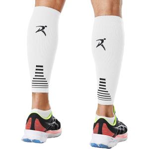 Rymora Calf Compression Sleeves Men Women - Leg Compression Sleeve Footless Socks - Shin Splint Relief Fitness Running (Small, White)