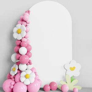 Asee'm 7.2FT Wedding Arch Cover White Fitted Spandex Cover 2-Sided Round Top Chiara Backdrop Stand Covers for Party Ceremony Birthday Banquet Decoration