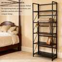 Folding Bookshelf, 2-in-1 Convertible Design, Multifunctional Plant Stand Storage Rack Shelves for Home Office, Easy Assembly, 5-Tier, Black