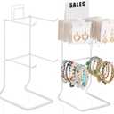 Coume 2 Pcs Jewelry Necklace Display Stand Metal Retail Counter Display Stand for Necklace Bracelets, Earrings, Ring, Keys, Watches (White)