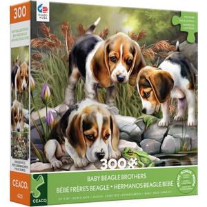 Ceaco - Tom Wood - Baby Beagle Brothers - 300 Oversized Piece Jigsaw Puzzle