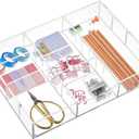 Briwooody Acrylic Drawer Organizer Clear Desk Drawer Organizer Trays with Adjustable Compartments Desk Accessories for Office Stationery Makeup Silverware Bathroom (Non Expandable)