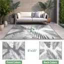sarben Outdoor Rug 8x10 Waterproof for Patio Clearance, Reversible Indoor Outdoor Plastic Straw Camping Rug Carpet, RV Mat, Large Area Rug for Deck, Backyard, Balcony, Porch, Beach, Grey & White
