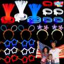 JOYIN 170 Pcs July 4th Glow Sticks Bulk, Red White Blue 4th of July Sticks Bulk, Patriotic Bracelets & Necklaces, Glow in The Dark Party Favor Supplies for Independence Day Accessory Decoration