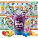 The Loaded Tea Shop Energy Drink Mix Sticks, Variety 20 Pack, Sugar-Free, Zero Calories, 200mg Natural Caffeine, No Artificial Colors/Flavors, Powder Packets w/B Vitamins - Energy Drink Alternative