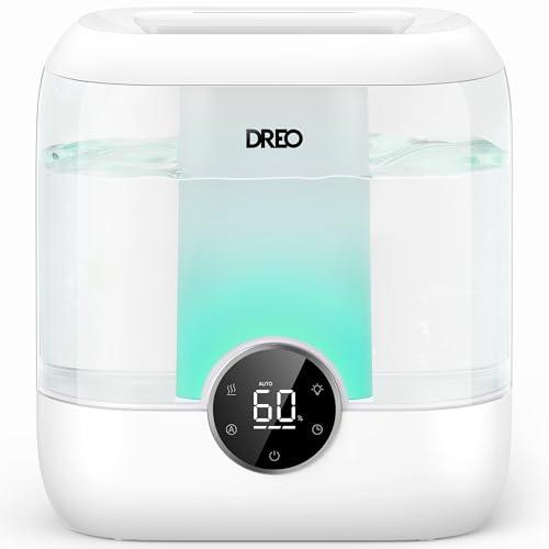 DREO Humidifiers for Bedroom, 6L Easy to Fill & Clean, 60H Runtime for Large room, 28 dB Quiet Cool Mist Air Humidifier for Plant, Baby Nursery, Home, Indoor, Night Light, Precise Humidity Control