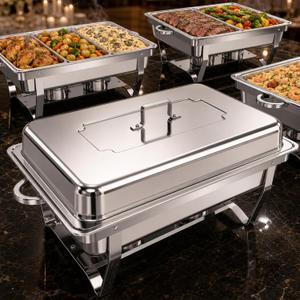 4Pack Rectangular Chafing Dishes for Buffet,Total 44QT Set with 7 Food Pans