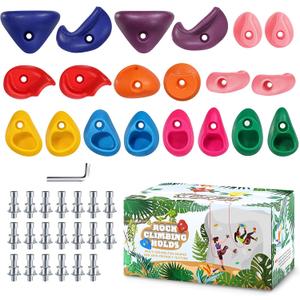 TOPNEW 20PCS Rock Climbing Holds for Kids, Climbing Rocks for Play Set, Swingset - Adult Rock Wall Holds with Mounting Hardware for Indoor Outdoor, Bright Color, Medium, Small