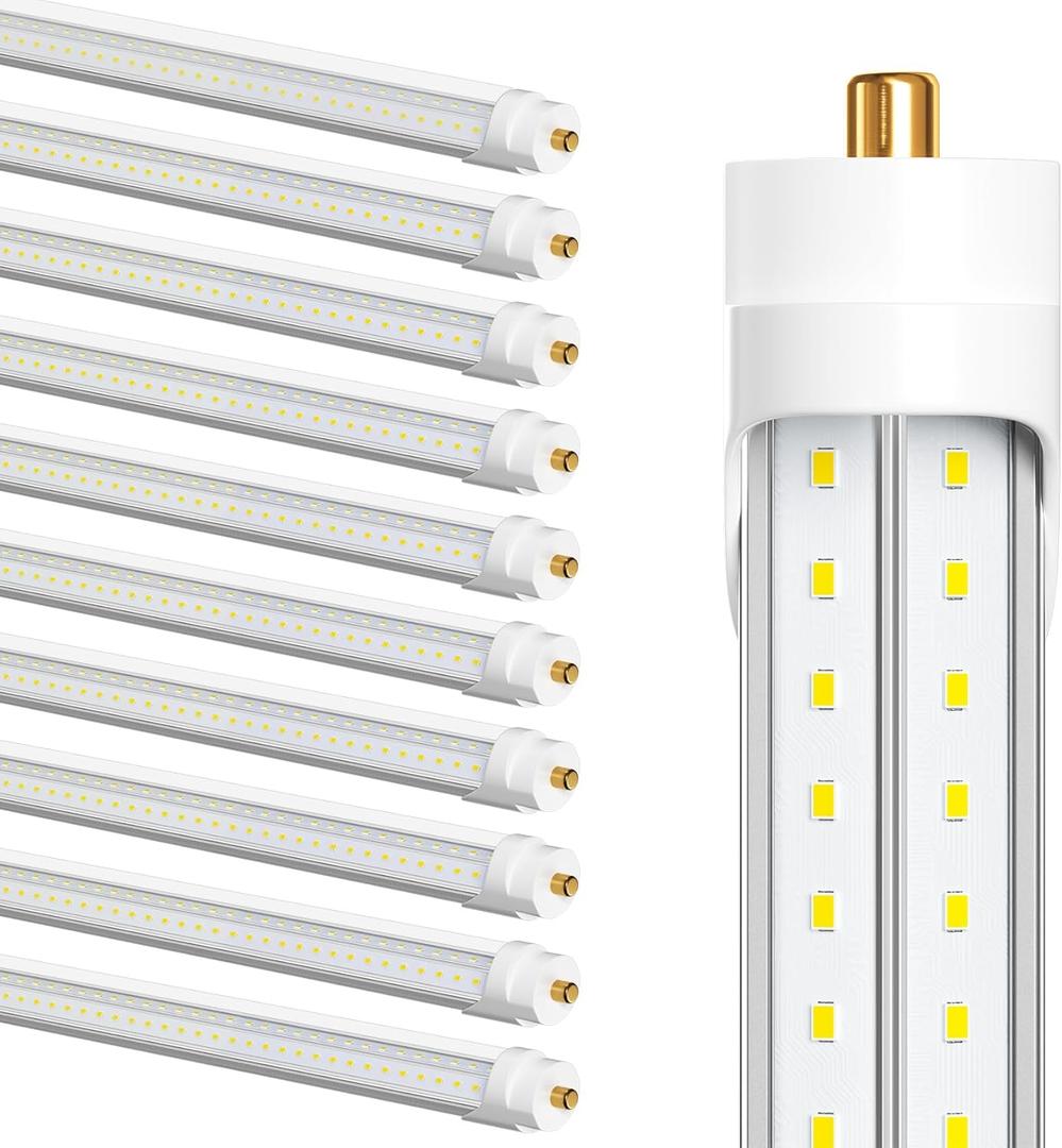 75w 8ft Led Bulbs, 9500lm 5000k 8' Led Bulb, V Shaped Clear Cover T8 Led Tube Lights 8ft, T8 Led Bulbs 8 Foot, 8' Led Replacement for T8 T10 T12 F96t12 Tubes
