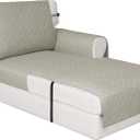 Easy-Going Reversible Chaise Lounge Couch Cover Water Resistant Sofa Cover Sectional L Shaped Sofa Slipcover with Adjustable Straps Furniture Protector for Dogs (115X34 in, Beige/Beige)