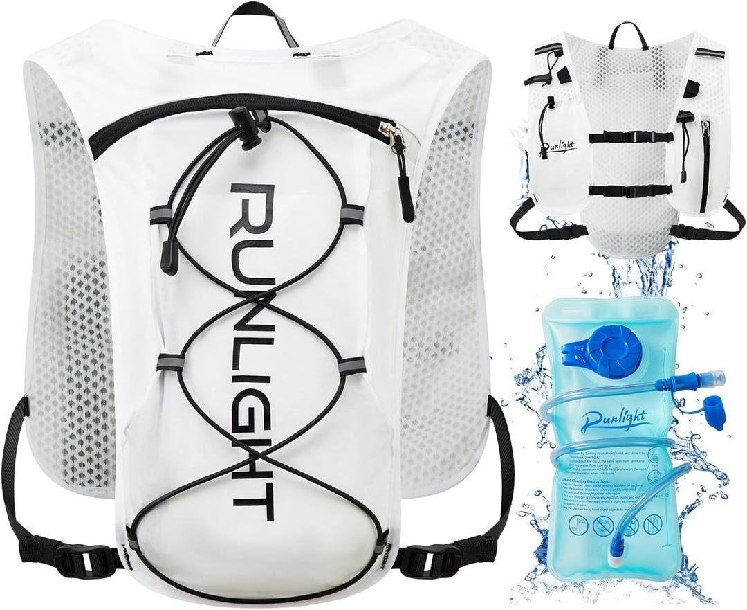 Running Vest for Women Men Lightweight Hydration Backpack Pack with 1.5L Water Bladder Bag Hydro Daypack for Hiking,Trail,Skiing,Camping,Cycling,Race,Marathon (One Size, White)