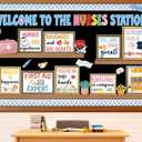 2 x School Nurse Bulletin Board Decorations Set Nursing Theme Classroom Decor Welcome to the Nurse Station Paper Cutouts for Back to School Medical RN Healthcare Workers Wall Decor