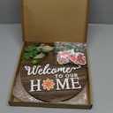 Interchangeable Seasonal Welcome Sign Front Door Decoration, Rustic Round Wood Wreaths Wall Hanging Outdoor, Farmhouse, Porch, for Spring Summer Fall All Seasons Holiday Halloween Christmas. (12 Inch, 01blown)