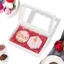 RomanticBaking 100 Pack White 7 x 4 3/8 x 1 1/2inches Cookies Boxes with Window Christmas Bakery Packaging for Macaron Treat Boxes Chocolate Truffle