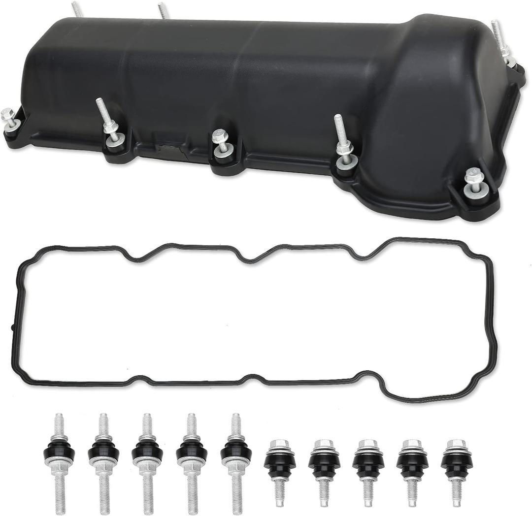 MITZONE Left Side Engine Valve Cover Kit with Gasket & Bolts Compatible with 2004-2011 Dodge Dakota Durango Nitro RAM 1500 2002-2012 Jeep Commander Liberty 3.7L Replace# 53021937AC 53021937AD