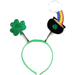 St. Patrick's Day Holiday Glitter Headband Head Bopper - Costume or Dress Up Fashion Novelty Accessory - for Adults or Kids Party Fun Green