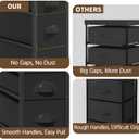 LASZOLA 5 Drawer Narrow Dresser Slim Cabinet Skinny Storage Tower Chest, Ideal for Small Spaces Bathroom, Between Washer and Dryer, Lightweight Mobile on Wheels, Sturdy Fabric Drawers, Black
