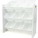 Humble Crew Toy Storage Organizer with 9 Removable Storage Bins for Kids Playroom, 3-Tier Toddler Toy Organization and Storage, White/White, 65.5 x 28 x 60 cm