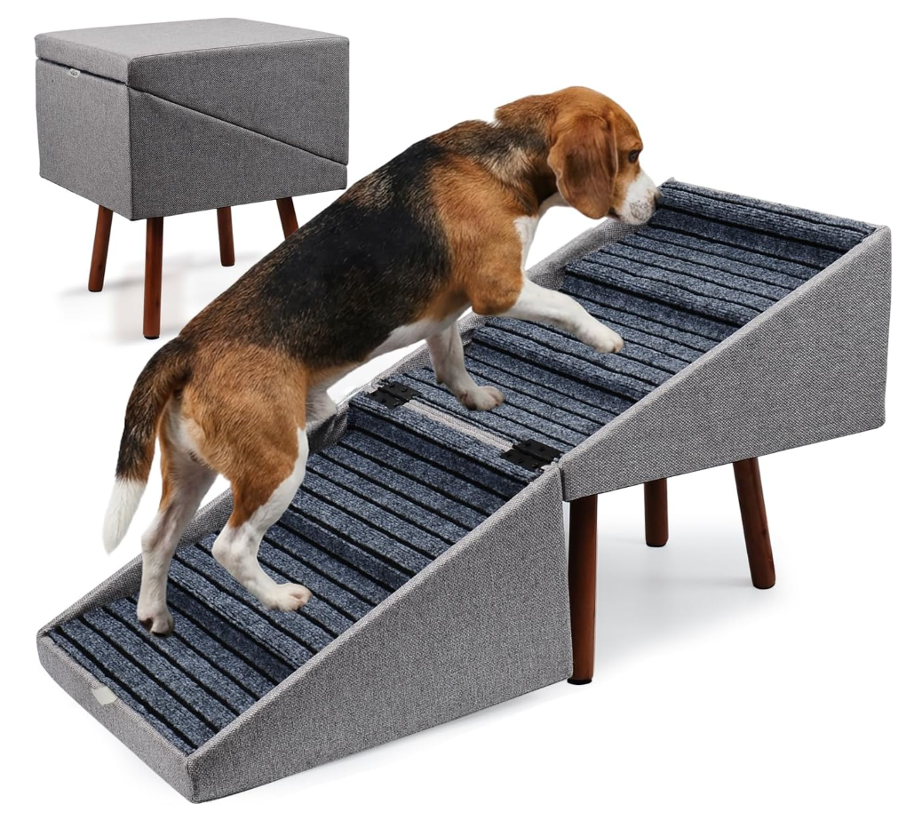 2-in-1 Ottoman Dog Stairs for Large Dogs,21.6 Inch Foldable