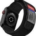 Made for Apple Watch Band, NASA Licensed Rugged Nylon Leather Sports Strap With Woven Loop Design For iWatch Ultra 2/1 49mm/46mm/45mm/44mm Tough Tactical Replacement Band For Series 10/9/SE (Black)