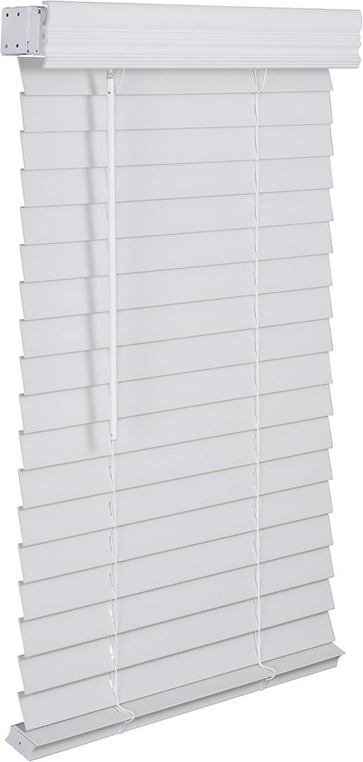 LOTUS & WINDOWARE Cordless 2-inchFaux Wood Blind 17" Wide x 60" Long,(Soft White-Antique White),Smooth, Room Darkening, Horizontal Blinds for Living Room, Bedroom, Interior Door Windows - 17 x 60,Sof