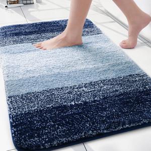 Arotive Microfiber Bathroom Rugs, Shaggy Soft and Absorbent Contour Toilet Rugs, Non-Slip, Thick Plush Machine Washable Dry Bath Mats for Toilet Base, 30x20, Airy Blue, Rectangular