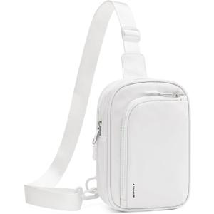 BAPHITY Small Mini Sling Bag for Women Men, Crossbody Bag Switchable Extended Strap Trendy Travel Daypack, White