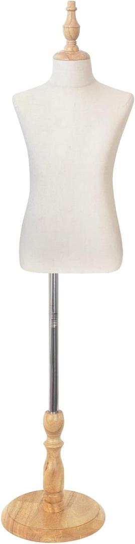 Child Body Cloth Display Torso Mannequin, Kids Half Body Pinnable Dress Form, (8-9 Years)