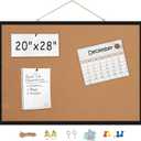 20 x 28 Cork Boards for Walls with Black Wooden Frame 1pack, Whiteboard and Cork Board Combo Double Sided Office Board for Wall Organizer, Bulletins Board Hanging Pin Board for School Home Office