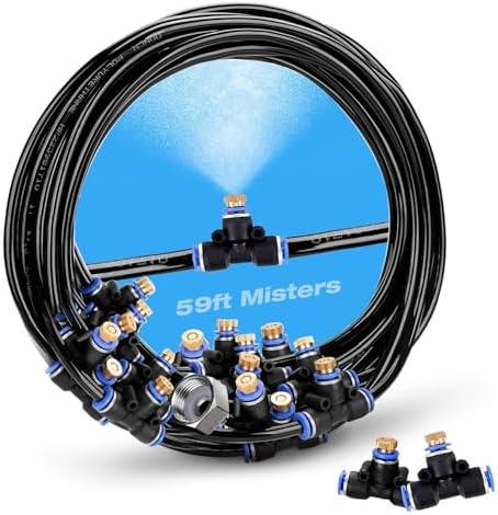 H&G lifestyles Patio Mister, Outddor Misters for Outside Patio,Water Misters for Cooling,2659FT Misting System for Green House,20 Brass Mister Nozzles,Fits 3/4" GHT Garden Hose,for Backyard Trampoline