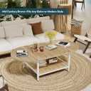 SAYGOER Modern Coffee Table 2-Tier Extended Coffee Tables for Living Room 2-Tier Small Extended Table with Storage White Center Table for Large or Small Spaces, Foldable, Oak, 47.2"D x 23.6"W x 17.7"H