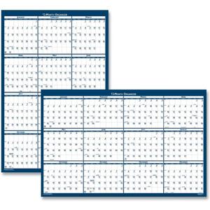House of Doolittle 2026 Yearly Dry Erase Wall Calendar, 33" x 66", Reversible, Blue (3962-26)