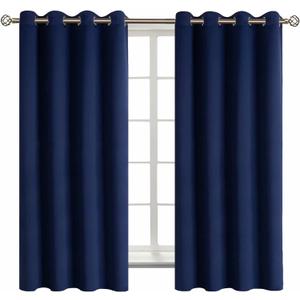 BGment Navy Blackout Curtains for Bedroom - Grommet Thermal Insulated Room Darkening Block Out Curtains for Living Room, Set of 2 Panels (52 x 63 Inch, Dark Blue)