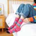 Whaline 4 Pairs Meme 6 7 Socks Ice Cream Socks White Black Blue Pink Sock for Holiday Party Gift Supplies (M)