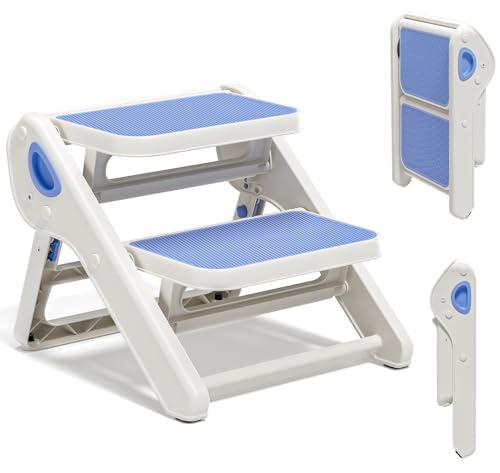 MoreFeel Foldable Toddler Step Stool for Bathroom Sink - 2-Step Kids Stool for Potty Training, Kitchen Counter & Bedroom, Sturdy Non-Slip Child Safety Stool Helper