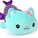 Onsoyours Cute Kitten Mermaid Plush Toy Stuffed Animal Kitty Soft Mermaid Cat Plush Pillow for Kids (Blue Cat Mermaid, 12")