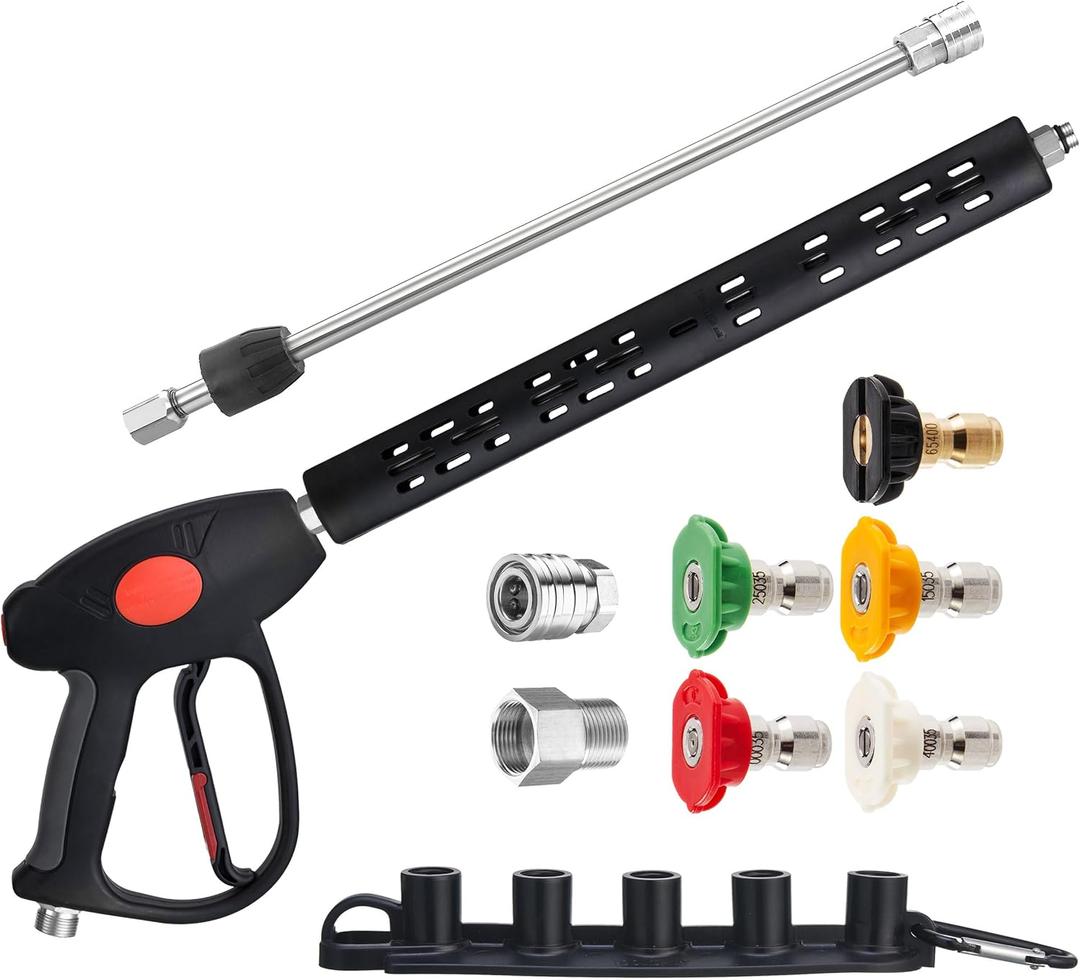 M MINGLE Replacement Pressure Washer Gun with Extension Wand, M22 15mm or M22 14mm Fitting, 5 Nozzle Tips, 40 Inch, 4000 PSI