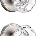 2 Pack Crystal Dummy Door Knobs, Non-Turning Single Side Dummy Door Knob, Brushed Nickel